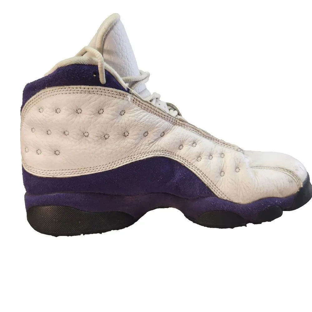 Nike Air Jordan 13 Retro Lakers GS Boys 6Y White Purple Leather Basketball Shoes